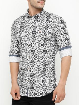 white printed casual shirt - 15072789 - Standard Image - 2