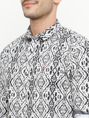 white printed casual shirt - 15072789 - Standard Image - 4