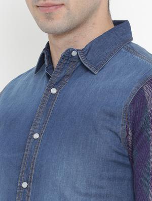 blue denim casual shirt - 15072848 - Standard Image - 4