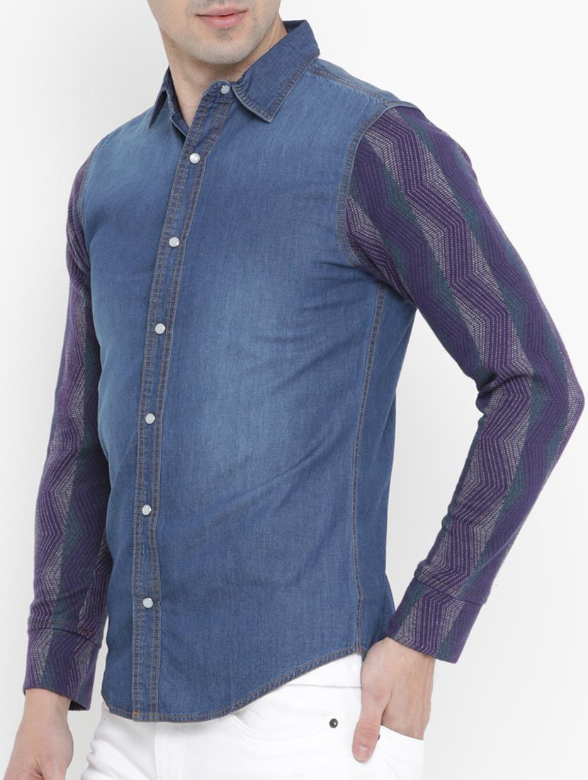 blue denim casual shirt - 15072848 - Zoom Image - 2