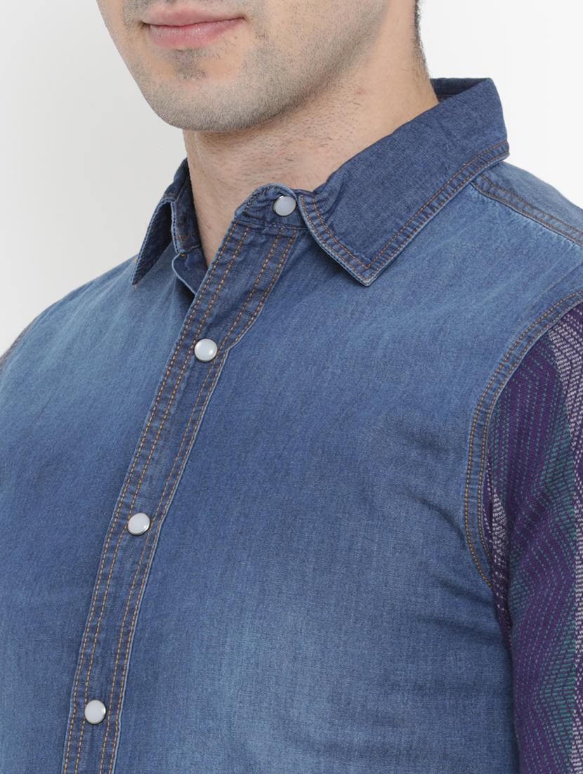 blue denim casual shirt - 15072848 - Zoom Image - 4