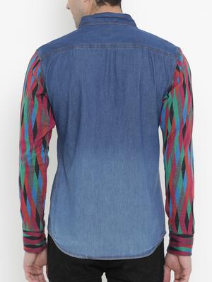 blue denim casual shirt - 15072850 - Standard Image - 3
