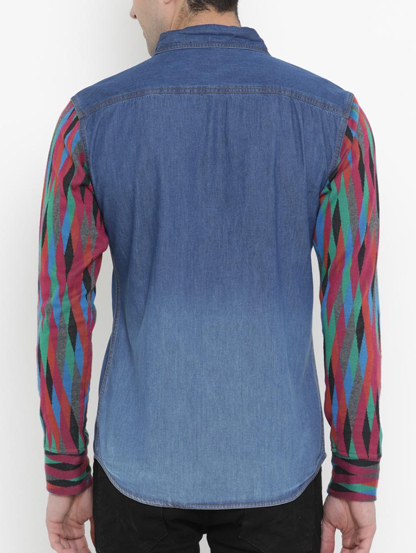 blue denim casual shirt - 15072850 - Zoom Image - 3