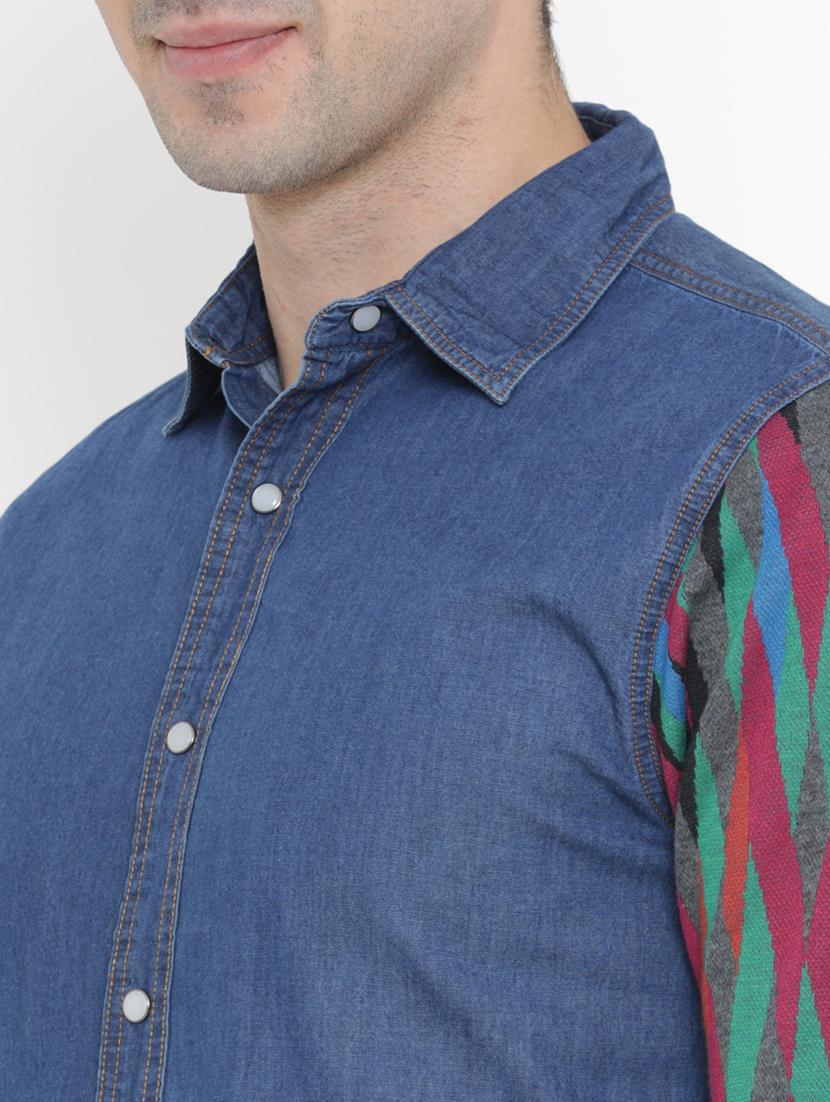 blue denim casual shirt - 15072850 - Zoom Image - 4