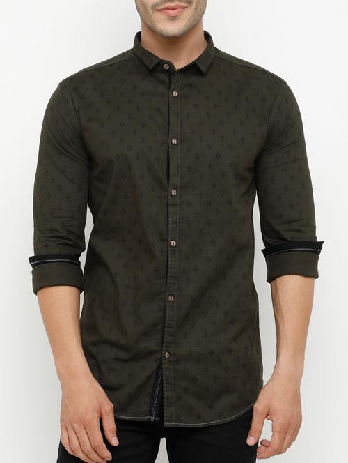 green cotton casual shirt - 15072864 - Standard Image - 1