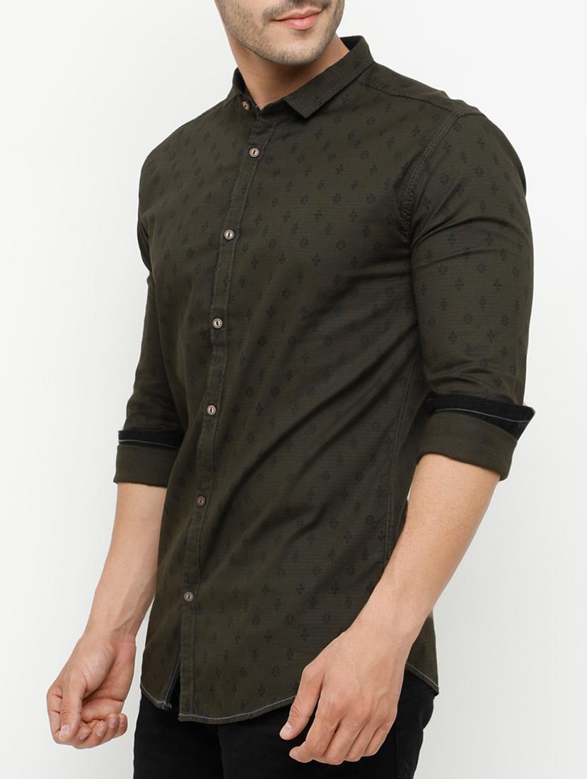 green cotton casual shirt - 15072864 - Zoom Image - 2