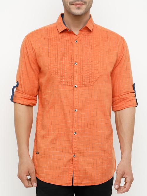 orange cotton casual shirt - 15072883 - Standard Image - 1
