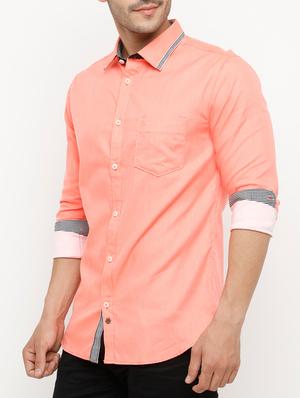 orange cotton casual shirt - 15072893 - Standard Image - 2