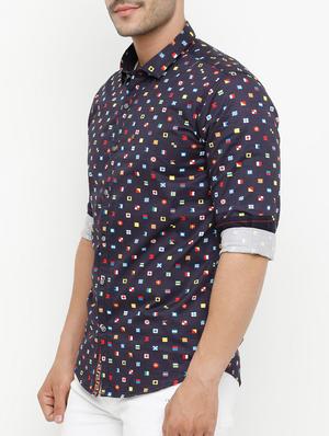 navy blue cotton casual shirt - 15072905 - Standard Image - 2