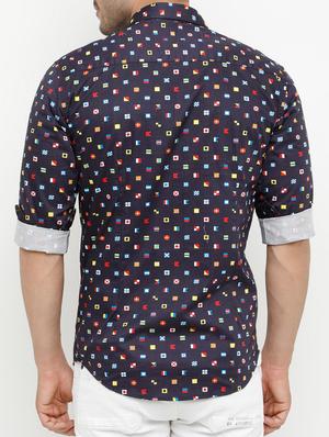 navy blue cotton casual shirt - 15072905 - Standard Image - 3