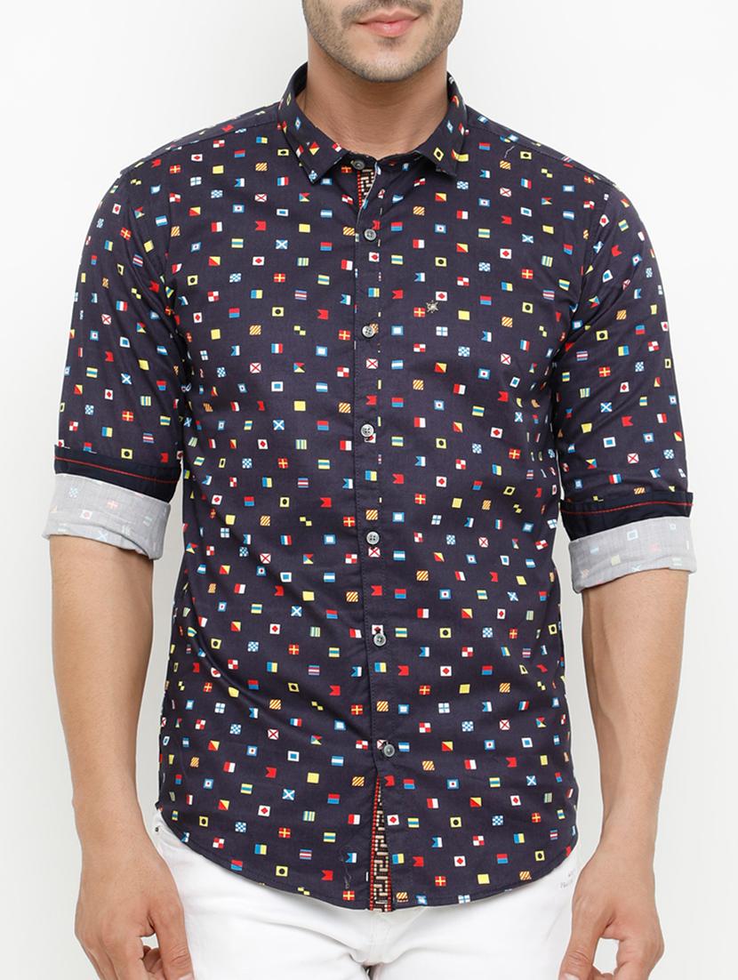 navy blue cotton casual shirt - 15072905 - Zoom Image - 1