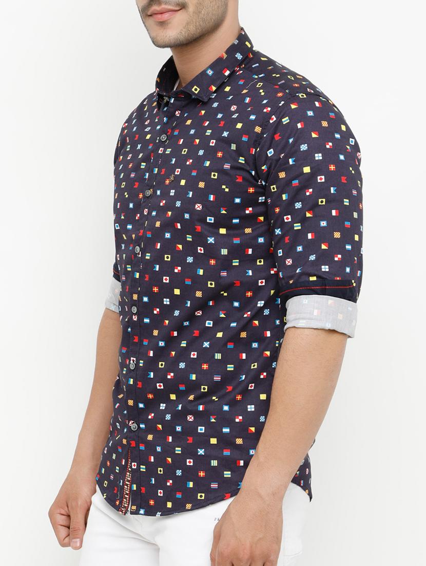 navy blue cotton casual shirt - 15072905 - Zoom Image - 2