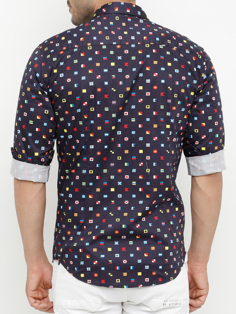 navy blue cotton casual shirt - 15072905 - Zoom Image - 3