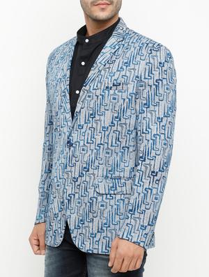 blue cotton casual blazer - 15073045 - Standard Image - 2