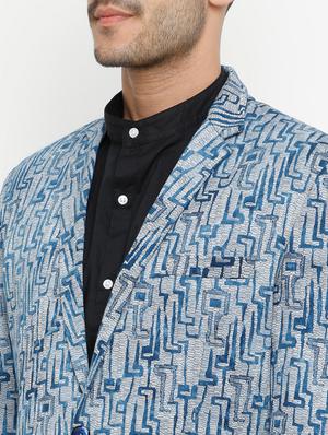 blue cotton casual blazer - 15073045 - Standard Image - 4
