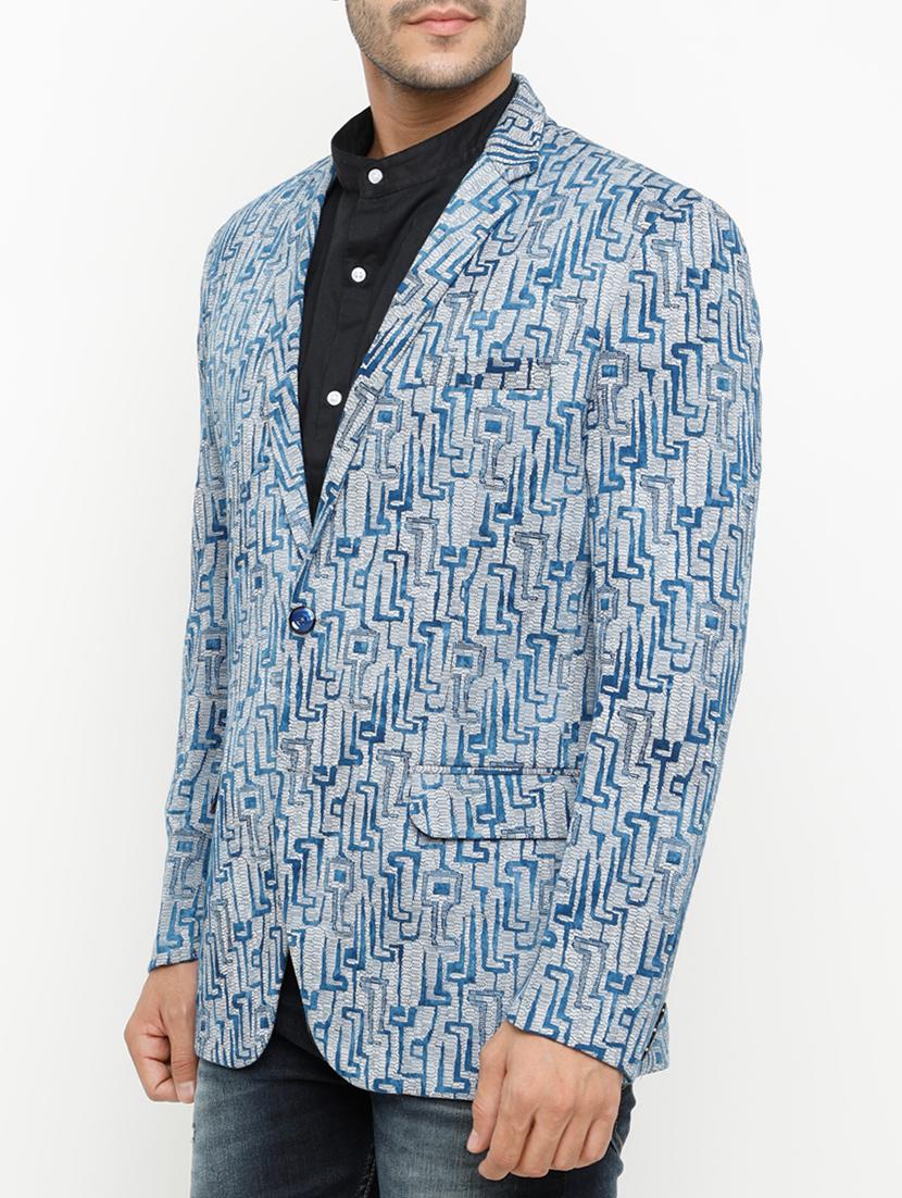 blue cotton casual blazer - 15073045 - Zoom Image - 2