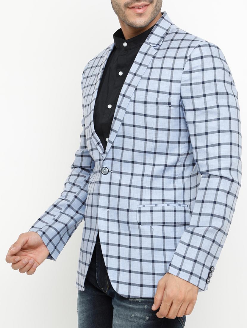blue cotton casual blazer - 15073051 - Zoom Image - 2