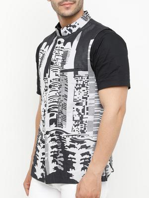 grey cotton nehru jacket - 15073163 - Standard Image - 2