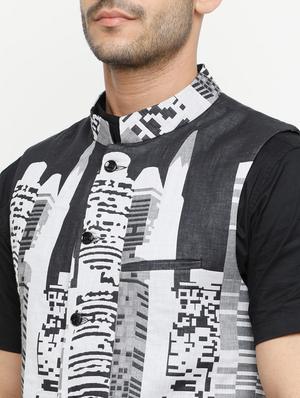 grey cotton nehru jacket - 15073163 - Standard Image - 4
