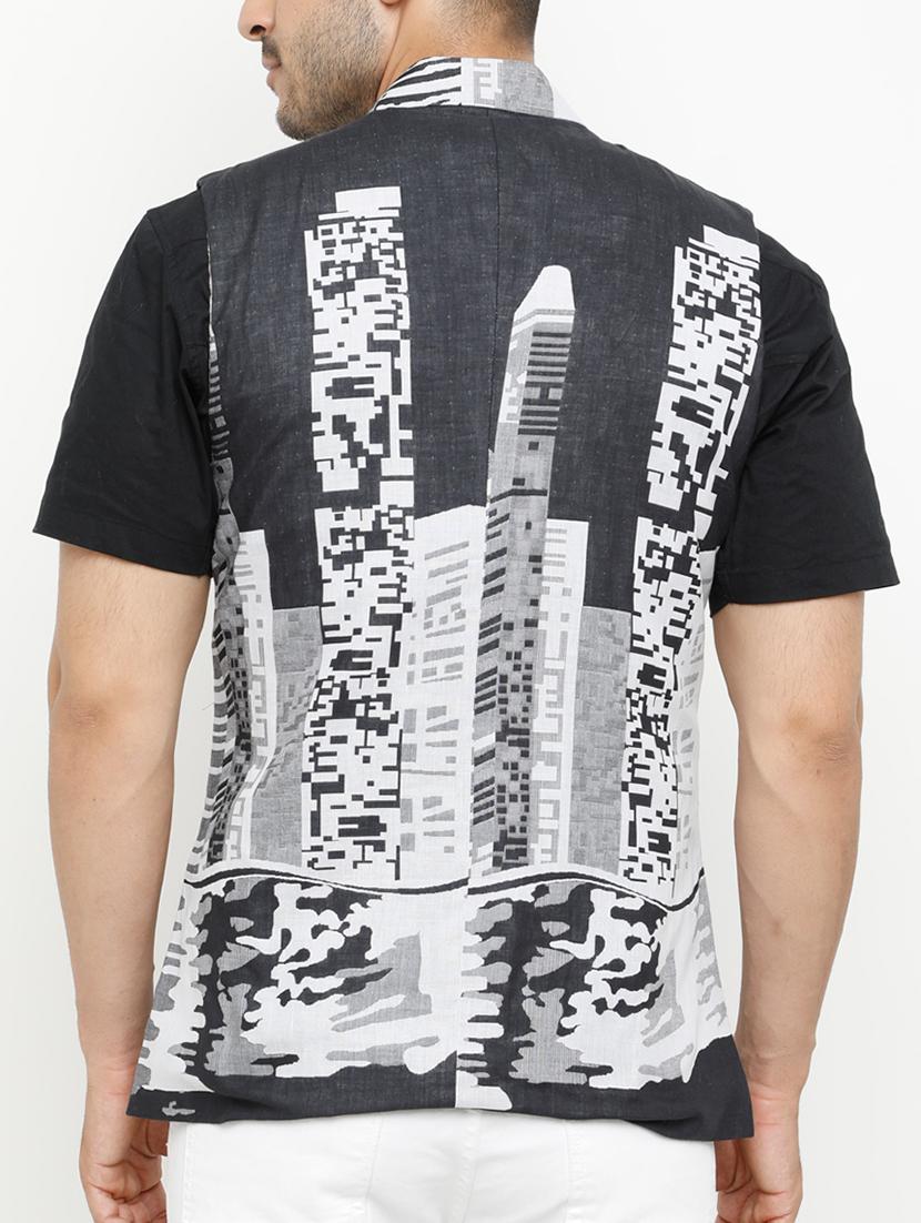 grey cotton nehru jacket - 15073163 - Zoom Image - 3