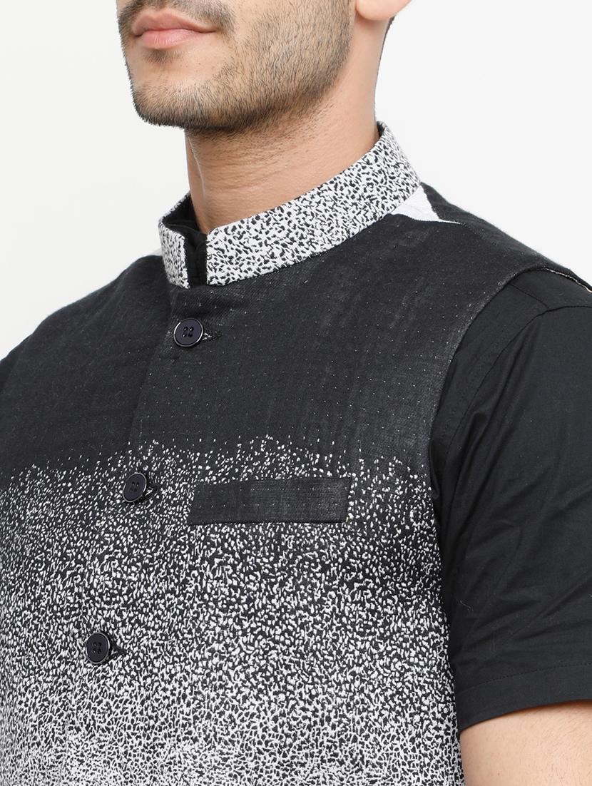 grey cotton nehru jacket - 15073169 - Zoom Image - 3