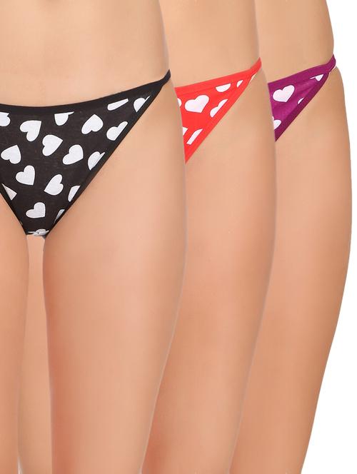 set of 3 multi colored cotton printed bikini panties - 15073295 - Standard Image - 1