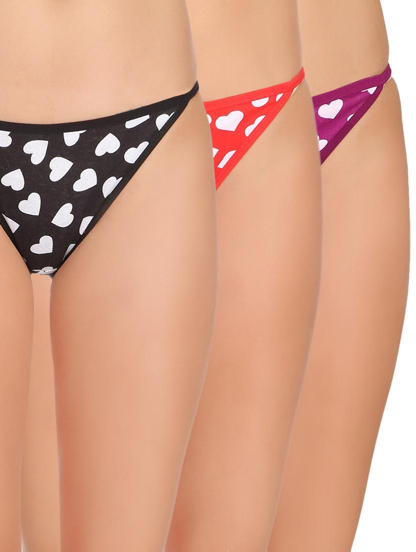 set of 3 multi colored cotton printed bikini panties - 15073295 - Zoom Image - 1