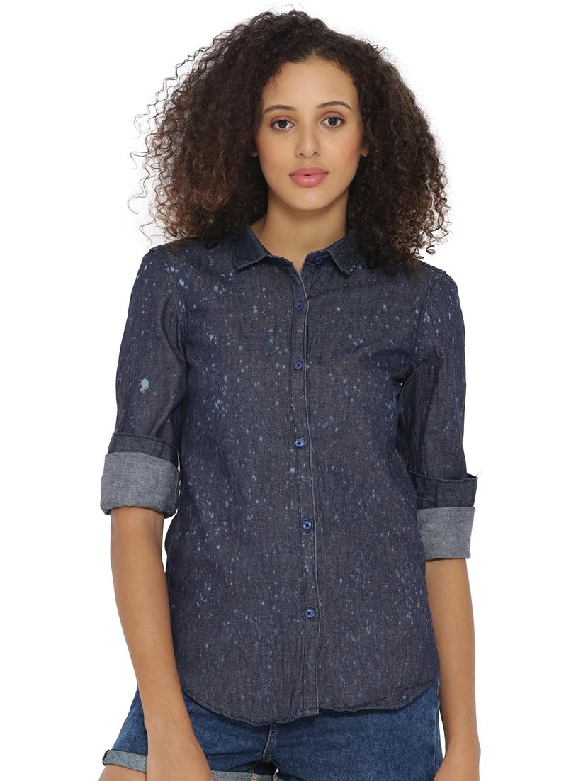 roll up sleeves denim shirt - 15073313 - Zoom Image - 1