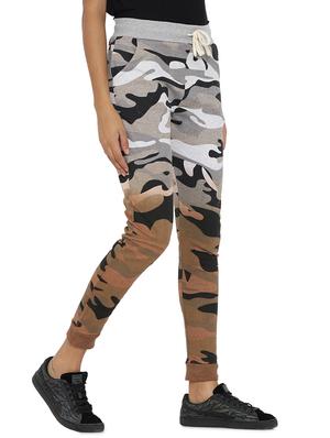 grey printed cotton track pant - 15073331 - Standard Image - 2