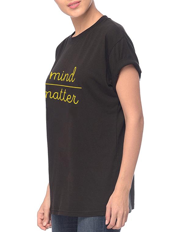 black cotton quirky text tee - 15073700 - Zoom Image - 2