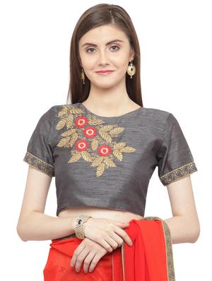 red georgette printed saree with blouse - 15074328 - Standard Image - 3