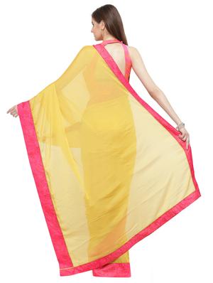 yellow cotton bordered saree with blouse - 15074362 - Standard Image - 2