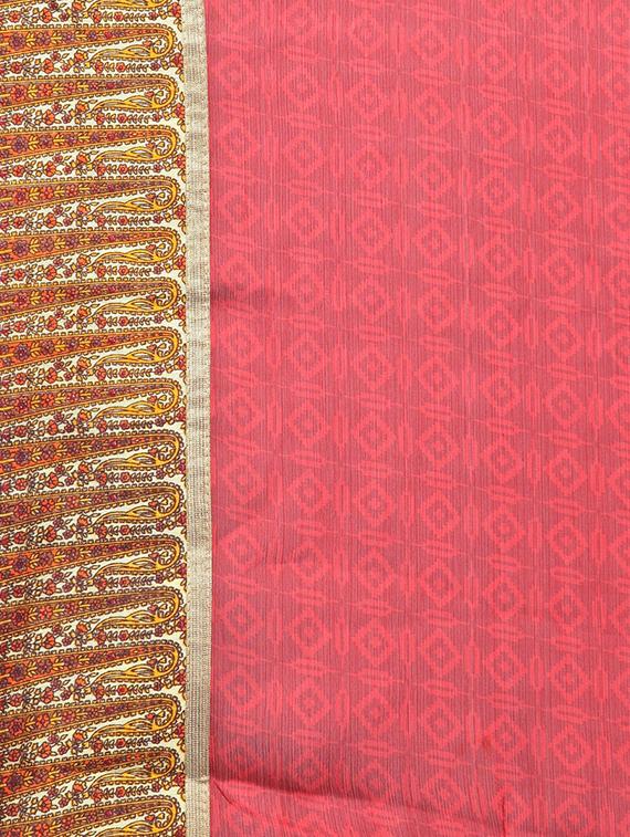 maroon printed saree with blouse - 15074402 - Zoom Image - 4