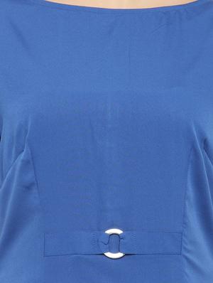 blue solid crepe a-line dress - 15075655 - Standard Image - 5