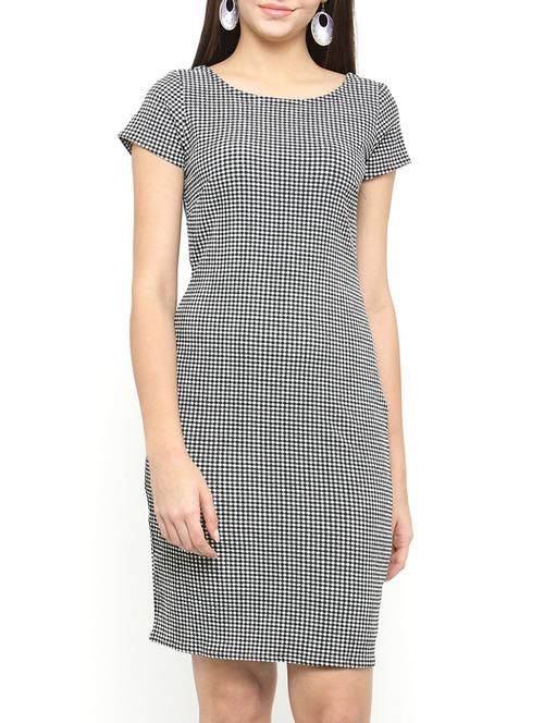 black checkered sheath dress - 15075657 - Standard Image - 1