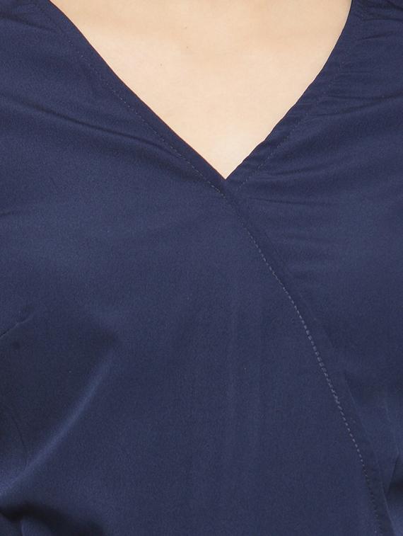 navy blue solid crepe full leg jumpsuit - 15075742 - Zoom Image - 4