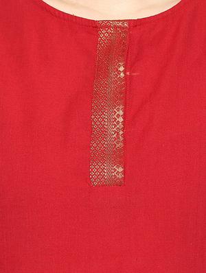 red solid cotton a-line top - 15075840 - Standard Image - 3