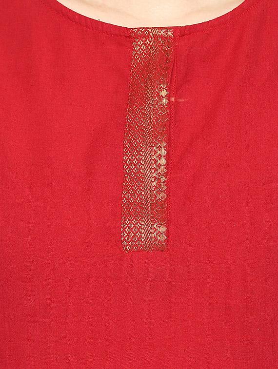 red solid cotton a-line top - 15075840 - Zoom Image - 3