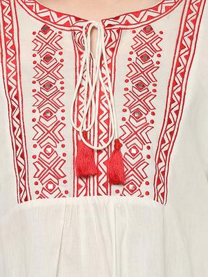 white solid cotton embroidered top - 15075846 - Standard Image - 4