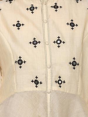 beige embroidered chanderi silk top - 15075848 - Standard Image - 4