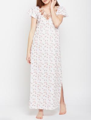 white printed cotton gown - 15076080 - Standard Image - 1