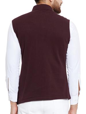 brown cotton nehru jacket - 15077392 - Standard Image - 3