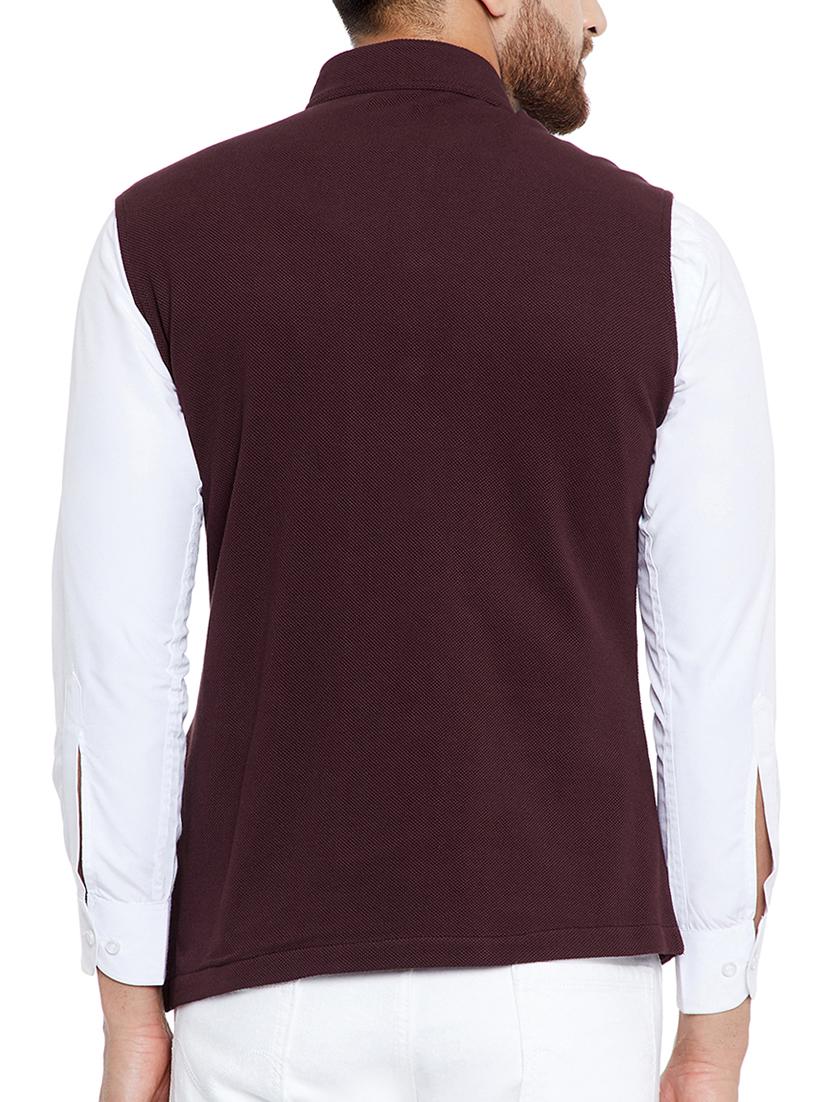 brown cotton nehru jacket - 15077392 - Zoom Image - 3