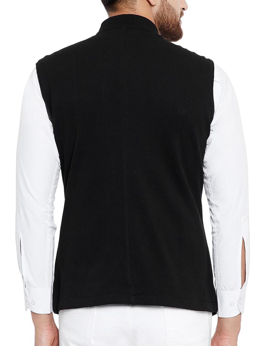black cotton nehru jacket - 15077396 - Zoom Image - 3