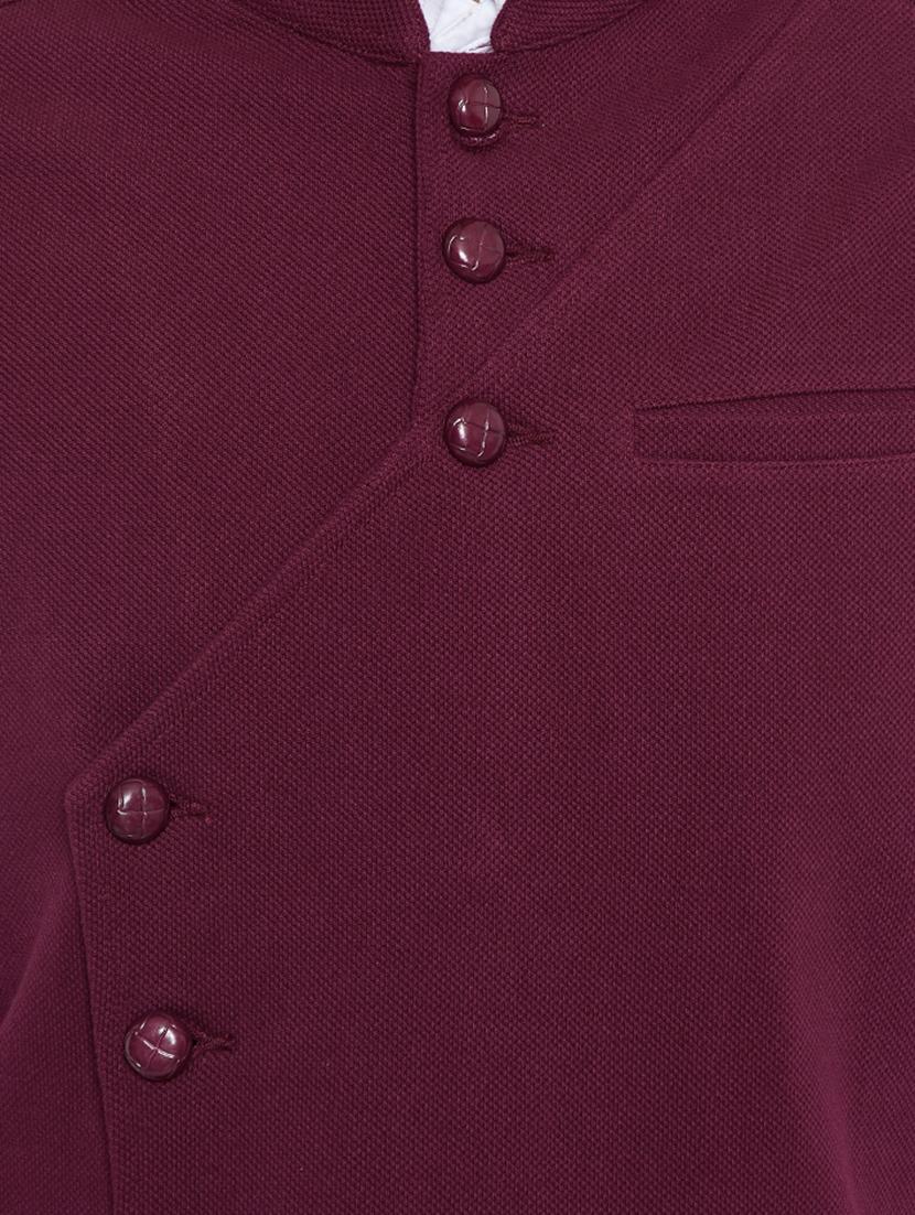 maroon cotton nehru jacket - 15077398 - Zoom Image - 4