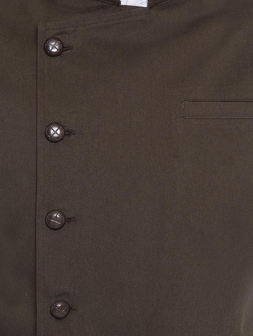 brown cotton nehru jacket - 15077408 - Zoom Image - 4