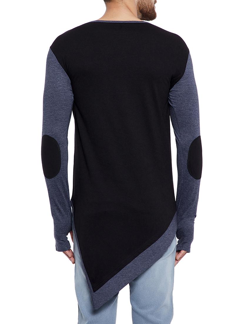 black color block thumb hole t-shirt - 15077416 - Zoom Image - 3