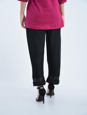 black rayon straight palazzo - 15077672 - Standard Image - 2