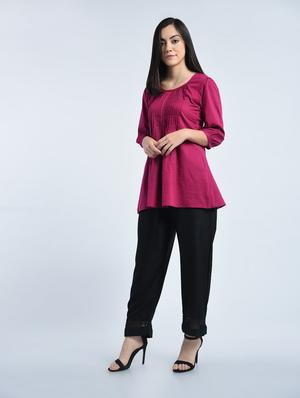 black rayon straight palazzo - 15077672 - Standard Image - 3