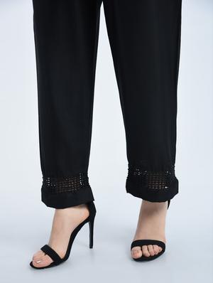 black rayon straight palazzo - 15077672 - Standard Image - 4